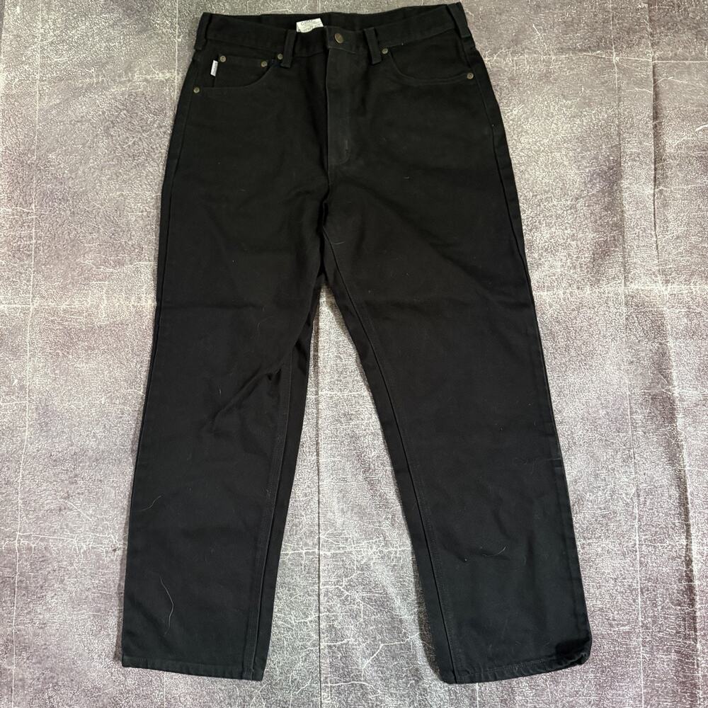 Men's Vintage Y2K Carhartt B161 Straight Leg Black Canvas Work Jeans Sz 36 X 30